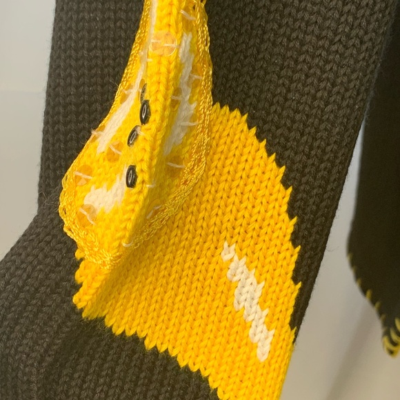 Quacker Factory Black and Yellow Sequin Pear Oversized Sweater Womens Size Small - Picture 11 of 11